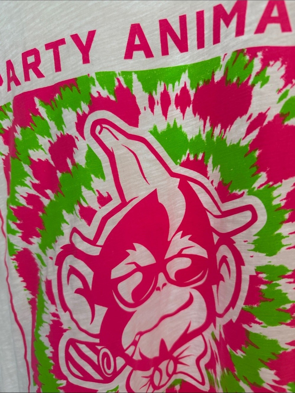 Pressbox White 'Party Animals Banana Ball' Tee with Pink & Green Graphic - Picture 3 of 5